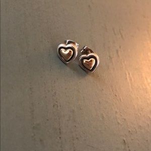 James Avery Silver & 14k gold true heart earrings